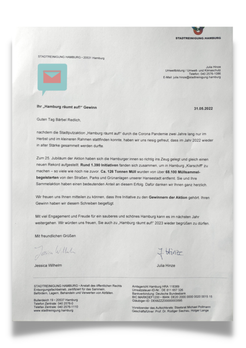 Preis der Stadt Hamburg für den #LinkedWasteWalk